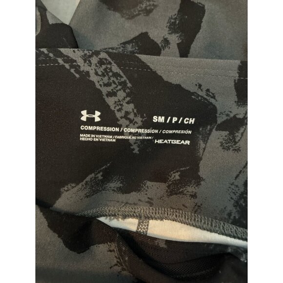 Under Armour Womens S HeatGear Compression Leggings Black Gray Camo Athletic - Picture 4 of 5